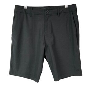 Hang Ten Mens Hybrid Shorts Grey Grid Texture Size 32/10in Inseam Flat Front